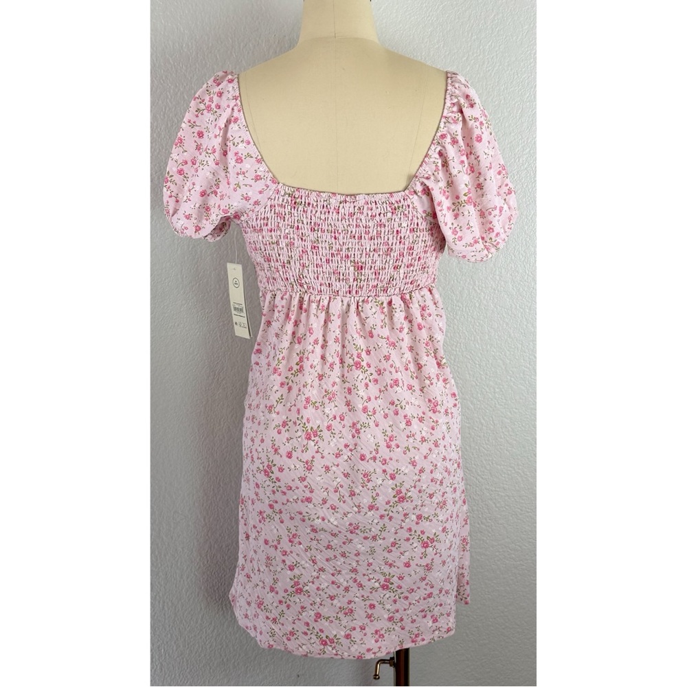 NWT No Boundaries babydoll floral puff sleeve mini dress pink cottagecore Medium - Picture 8 of 13